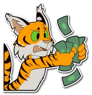 💵 tiger, money, cash, anthropomorphic, cartoon, animal, cute, character telegram sticker
