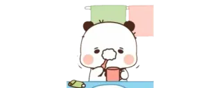 🔰 Panda, Süß, Zahnbürste, Zähneputzen, Badezimmer, Handtuch, Alltag whatsapp sticker