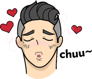 😜 chuu~ kiss, hearts, love, affection, cartoon, greeting telegram sticker