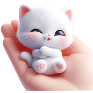 😉 gatto, gattino, carino, animale, animale domestico, bianco, kawaii telegram sticker