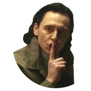 🤫 Loki loki, marvel, shhh, finger to lips, secret telegram sticker