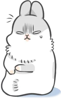 😨 królik, zajączek, słodki, zwierzę, kreskówka, naklejka, smutny, wyczerpany telegram sticker