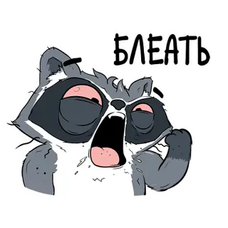 😬 БЛЕАТЬ rakun, umpatan, menyinggung, rusia, kartun, binatang whatsapp sticker