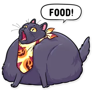 😵 FOOD! kucing, makanan, hewan, labu, halloween telegram sticker