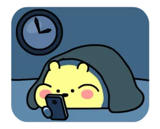 ✨ Dessin animé, Nuit, Lit, Téléphone, Somnolent, Mignon, Personnage, Dormant whatsapp sticker