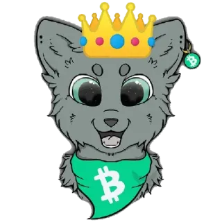 🐱 Furry, Kucing, Mahkota, Bitcoin, Hewan, Kripto, Mata uang digital, Serigala whatsapp sticker