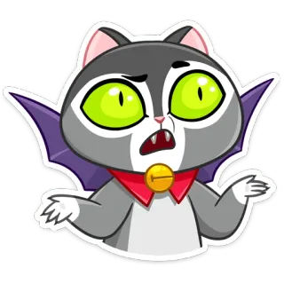🤷‍♂️ Katze, Tier, süß, Cartoon, Vampir, Sticker, Halloween, Kawaii telegram sticker