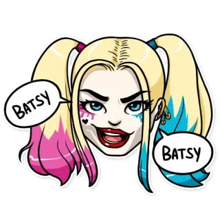 😈 Harley Quinn BATSY BATSY Харли Квинн, DC Comics, Мультфильм, Злодей, Наклейка telegram sticker