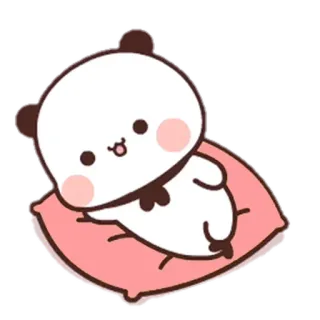 🐻 carino, kawaii, animale, panda, cartone animato, rilassato, cuscino, sdraiato telegram sticker