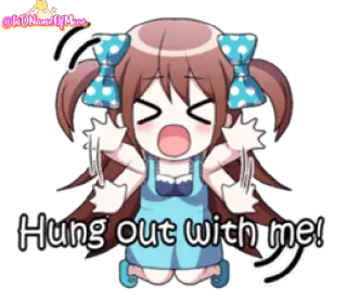 🤗 Hung out with me! аниме, девушка, милый, наклейка whatsapp sticker