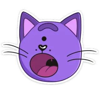 😦 kucing, stiker, ungu, kartun, binatang, imut, meme telegram sticker