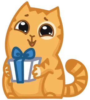 🎁 cat, present, gift, cute, orange, animal telegram sticker