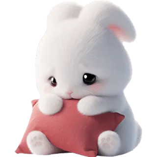 😞 kelinci, imut, kawaii, berbulu, sedih, menangis, bantal telegram sticker