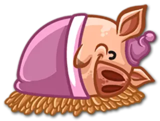 🌙 porco, animal, desenho animado, sono, dormindo telegram sticker