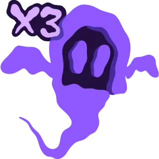 🤷‍♂️ X3 fantôme, dessin animé, violet, jeu vidéo, personnage whatsapp sticker