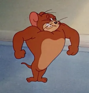 💪 Jerry Mouse Tom and Jerry cartoon, mouse, strong, angry, muscular telegram sticker