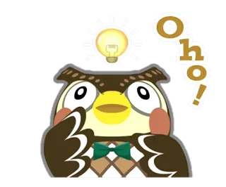 💡 Oho! búho, pensando, idea, dibujos animados, lindo whatsapp sticker