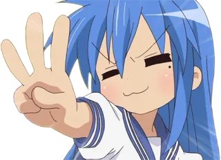 👍 anime, dibujos animados, chica, personaje, signo de paz, lindo whatsapp sticker