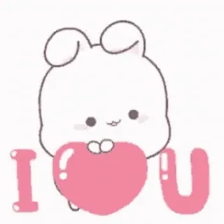 ❤️ I U กระต่าย, ความรัก, หัวใจ, น่ารัก, การ์ตูน, รักคุณ whatsapp sticker