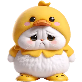 😞 kot, kaczka, zwierzę, słodki, smutny, kreskówka telegram sticker