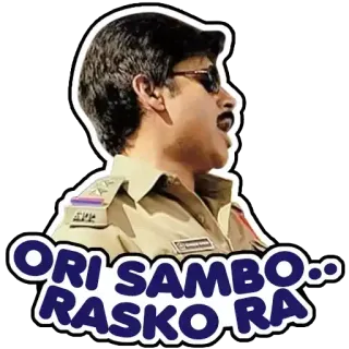 😁 ORI SAMBO.. RASKO RA policja, policjant, indianin, okulary przeciwsłoneczne, mężczyzna telegram sticker