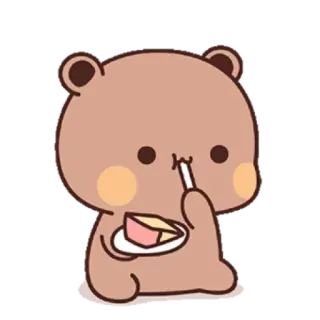 💟 urso, fofo, sobremesa, bolo, kawaii, comendo telegram sticker