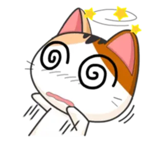 🐱 Katze, schwindelig, Sterne, Cartoon, Sticker, Emoji telegram sticker