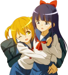 🤗 anime, girls, school uniforms, friends, cute, cartoon telegram sticker