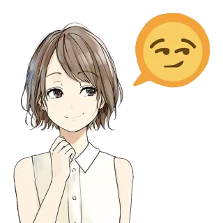 😏 fille anime, sourire narquois, pensif, bulle de dialogue, femme, dessin animé telegram sticker