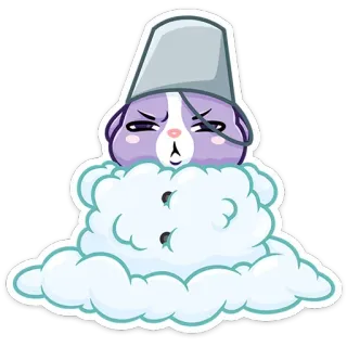 ⛄ animal, conejillo de indias, cubo, nieve, lindo, dibujos animados, invierno telegram sticker