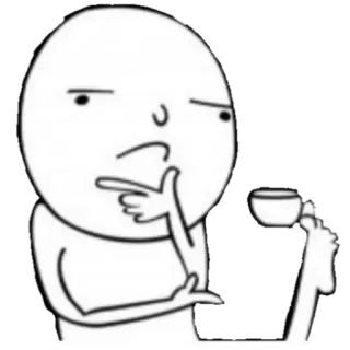 🤔 thinking, tea, pondering, cartoon, illustration whatsapp sticker