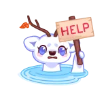 🆘 HELP animal, ayuda, agua, lindo, angustia, señal, dibujo animado telegram sticker