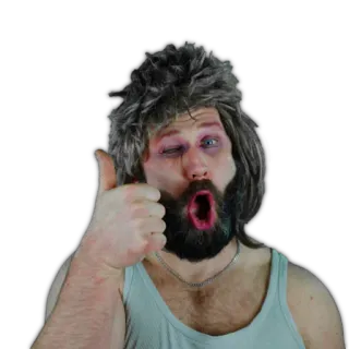 👍 uomo, pollice in su, divertente, costume, strano, ritratto telegram sticker