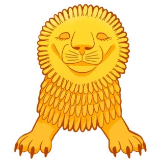 😌 lion, gold, animal, mammal, drawing, cartoon telegram sticker