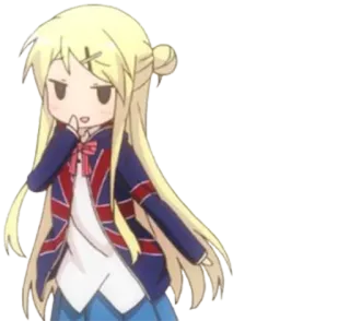 😏 Anime, Mädchen, Chibi, Süß, Blonde Haare, Uniform telegram sticker