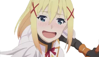😃 Darkness Konosuba 动漫, 金发, 骑士, 受虐狂, 十字军, 脸红 telegram sticker