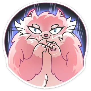 😈 cat, animal, cartoon, cute, pink, sticker telegram sticker
