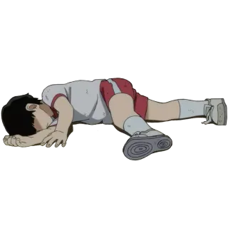 👟 Anime, Charakter, Müde, Erschöpft, Liegen whatsapp sticker
