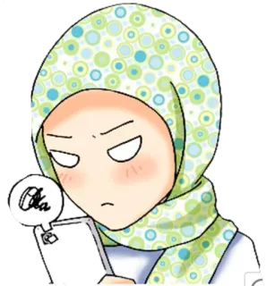😡 Ola dibujos animados, mujer, pañuelo, móvil whatsapp sticker