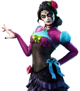 🧟‍♀ La Catrina Fortnite La Catrina, Fortnite, Ngày của Người Chết, Đầu lâu đường, Trò chơi điện tử, Nhân vật telegram sticker