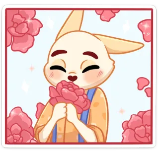 ☺ coelho, fofo, flor, desenho animado, coelhinho, arte, ilustração, adesivo telegram sticker