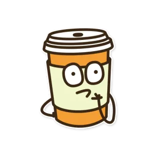 🤔 コーヒー, カップ, 漫画, 思考, メガネ, 飲み物, かわいい telegram sticker