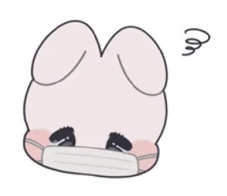 🎀 кролик, больной, ковид, маска, мультик, милый, эмодзи telegram sticker