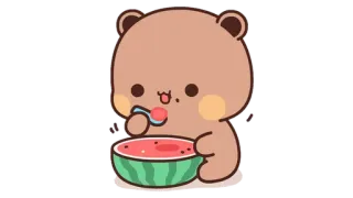 🍩 Bär, Wassermelone, süß, Cartoon, Essen, Kawaii telegram sticker