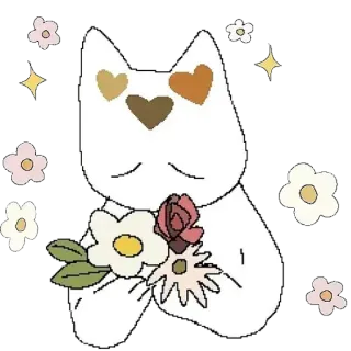 🥀 cat, flowers, cute, kawaii, heart, aesthetic, sticker, illustration telegram sticker