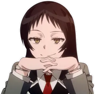 😏 Anime, Garota, Uniforme escolar, Presunçosa, Confiante, Travessa telegram sticker