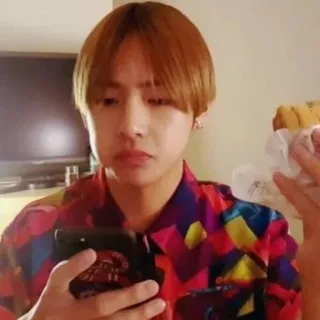 😐 man, eating, food, portrait, kpop telegram sticker