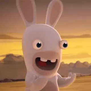 🤓 Rabbid Rabbids conejo, videojuego, dibujos animados, gracioso, animal whatsapp sticker