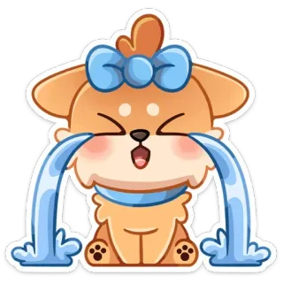 😭 chiot, chien, pleurs, triste, kawaii, mignon, larmes, émotionnel telegram sticker