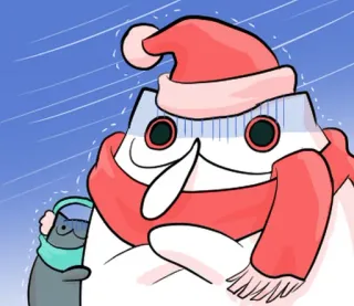 🐱 desenho animado, boneco de neve, inverno, natal, chapéu, cachecol, frio, neve telegram sticker
